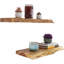 Ensemble de 2 tablettes flottantes rustiques rustiques, tablettes murales en bois Live Edge