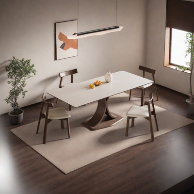 Rectangle sintered stone simple dining table set