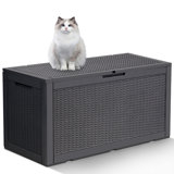 Lovoin 100 Gallons Gallon Water Resistant Resin Lockable Deck Box Without Cushion
