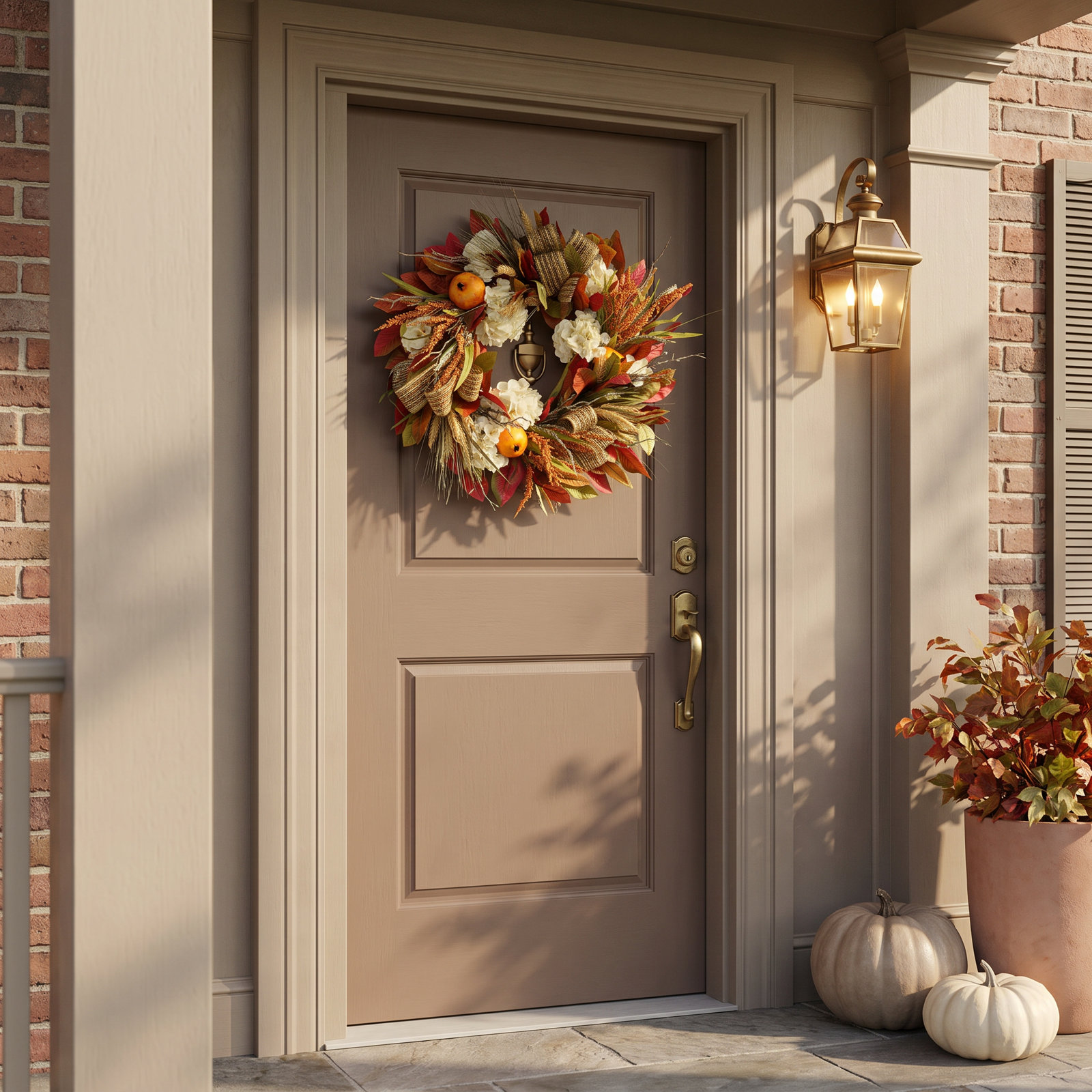 31" Magnolia Leaf, Pomegranate & Wheat Wreath