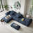 Boneless 184" Oversized Modular Sectional Sofa, 4-Seat Sparkling Chenille Couch with 6 Pillows & No Assembly Required-1525038320