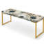 Beige et bleu Escape Flowers - Banc rembourré floral doré-133688160