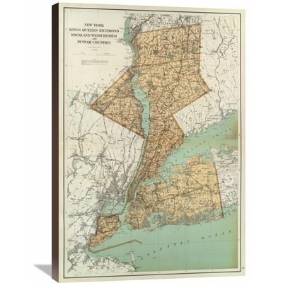 New York: Kings, Queens, Richmond, Rockland, Westchester, Putnam Counties, 1895' Graphic Art Print on Wrapped Canvas -  Global Gallery, GCS-295468-22-144