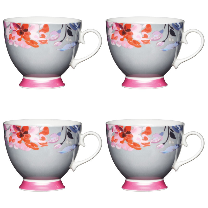 Floral Border Bone China Mug