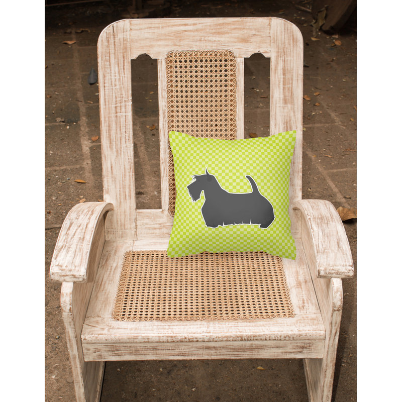 Coussin décoratif intérieur/extérieur carré terrier écossais, H 18 po x l 18 po x P 3 po, Vert