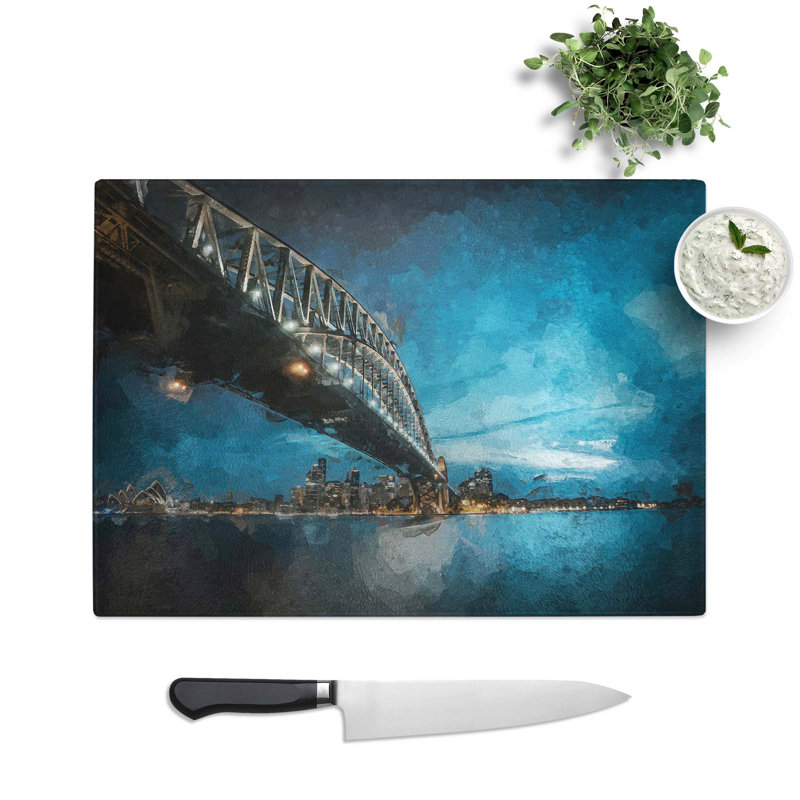 Tempered Glass Sydney Harbour Bridge in Australia Chopping Board, 28.5 cm W x 20 cm L