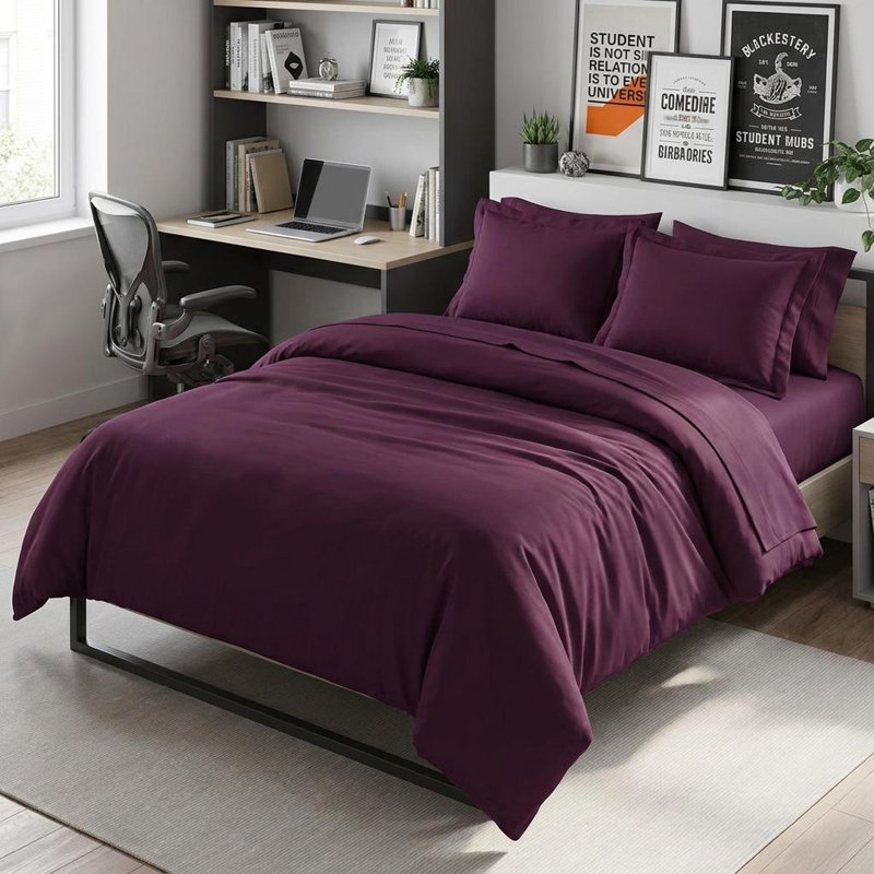 Plum Twin Cotton Washable Duvet Cover Set