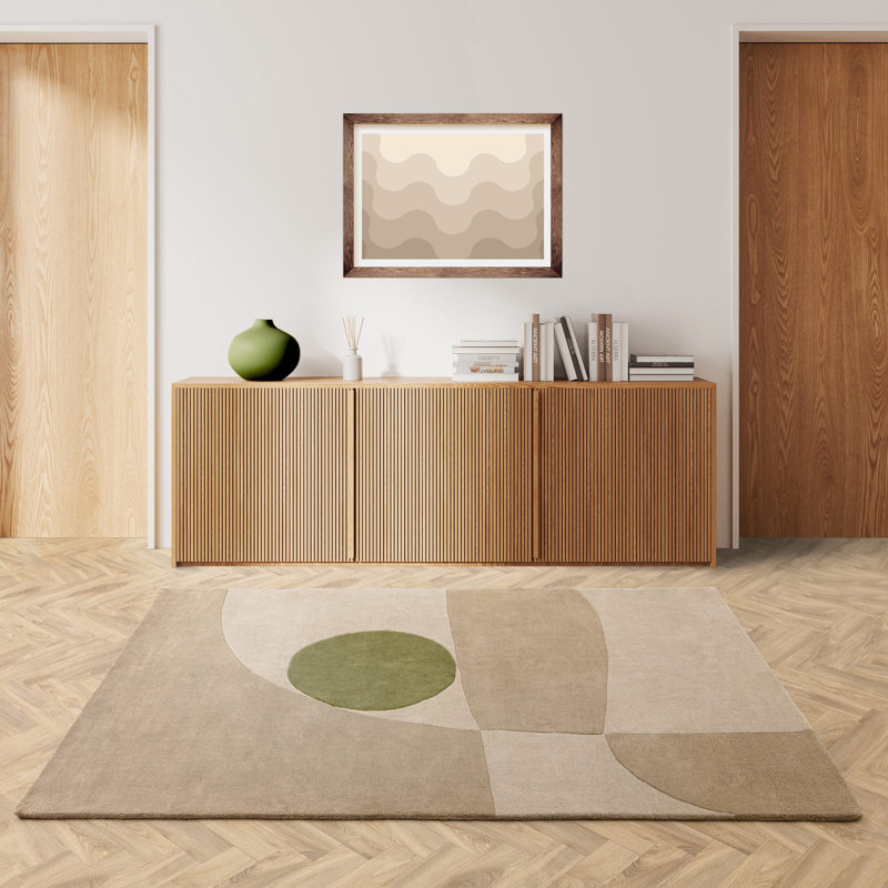 Gina Beige/Green Area Rug, Rectangle  120 x 170 cm