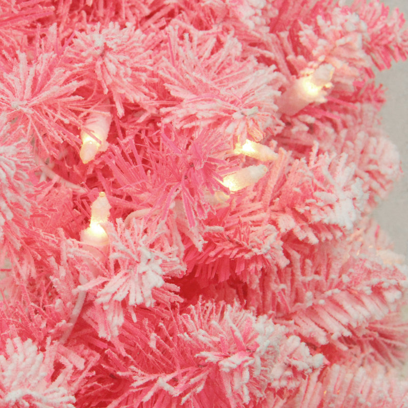 Pre-Lit Medium Flocked Artificial Christmas Tree - Clear Lights, 7'