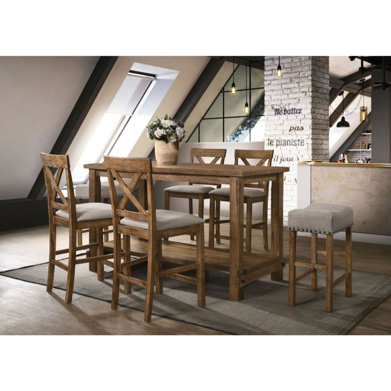Aarya Counter Height Table, Weathered Oak, Weatherd Oak