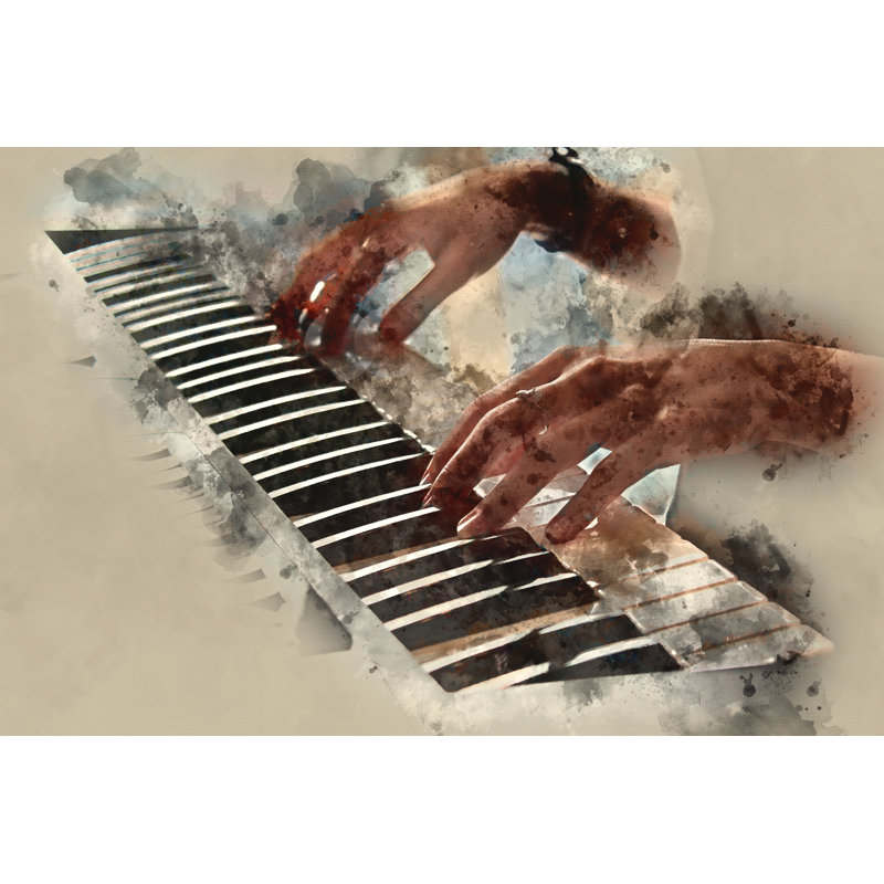 Emersen, Illustration numérique du piano par Punnarong - impression sur toile tendue, H 12 po x l 18 po