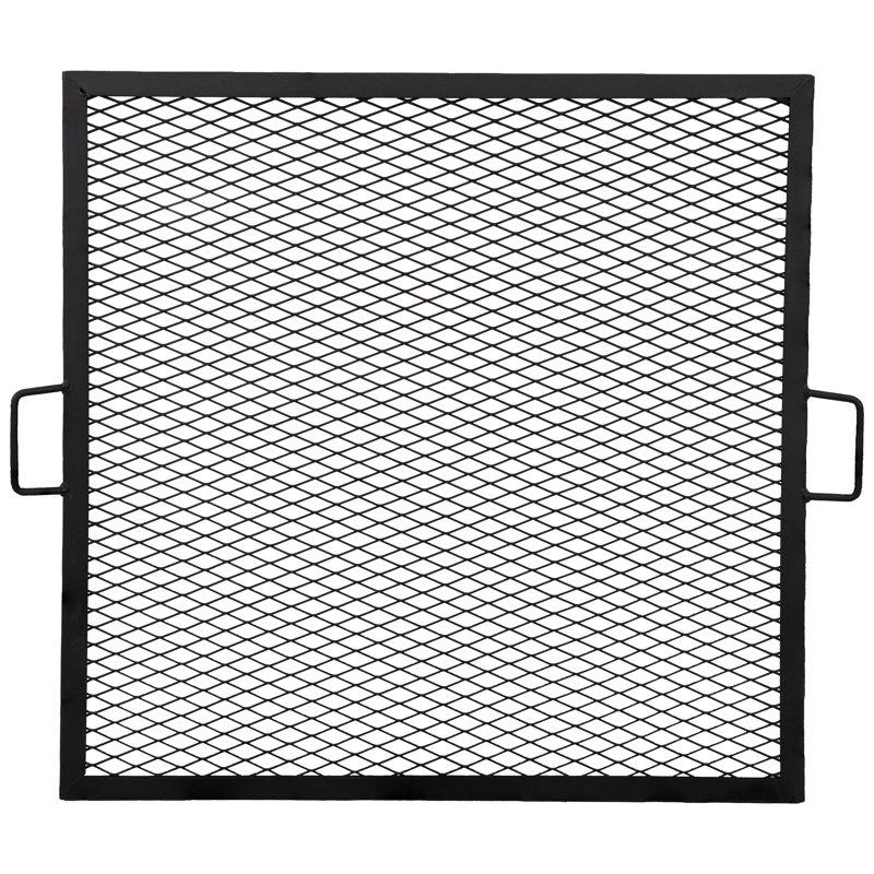 Gril de cuisson en acier avec poignées carrées en acier noir X-Marks - 24 po, H 1 po x l 24 po x P 24 po