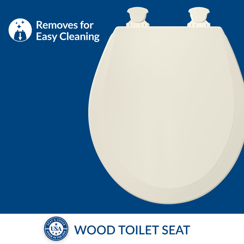 Bemis Biscuit Round Molded Wood Toilet Seat with Easy Clean Hinges