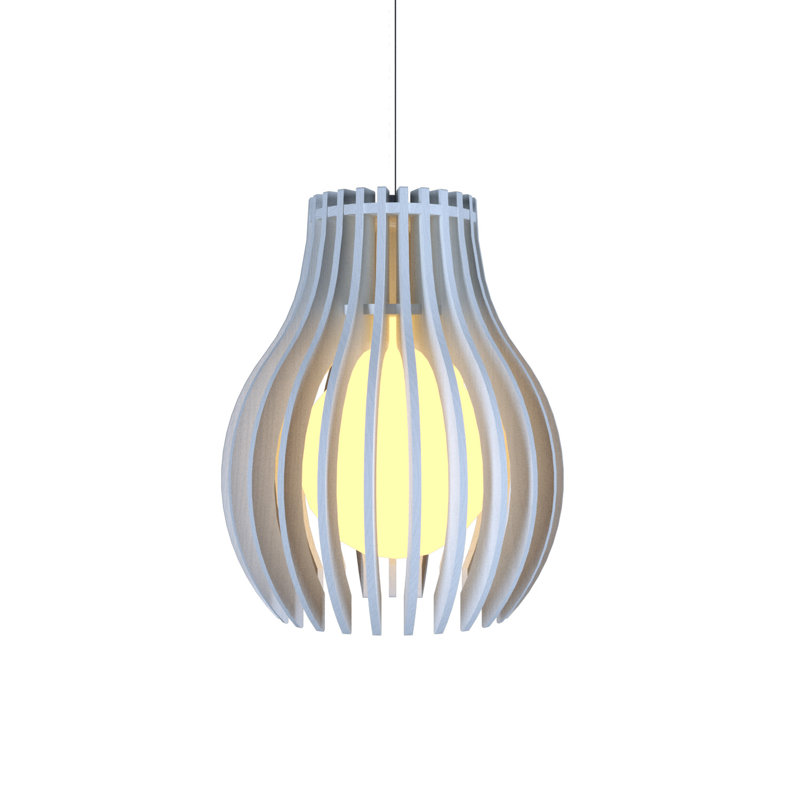Luminaire suspendu géométrique à 1 lumière Stecche Di Legno, Blanc organique, Blanc organique