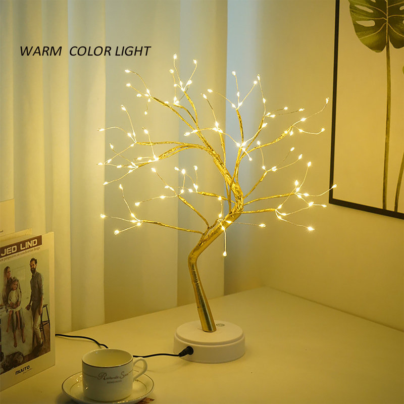 LED  Touch Sensitive Cooper Wire Tree Night Light