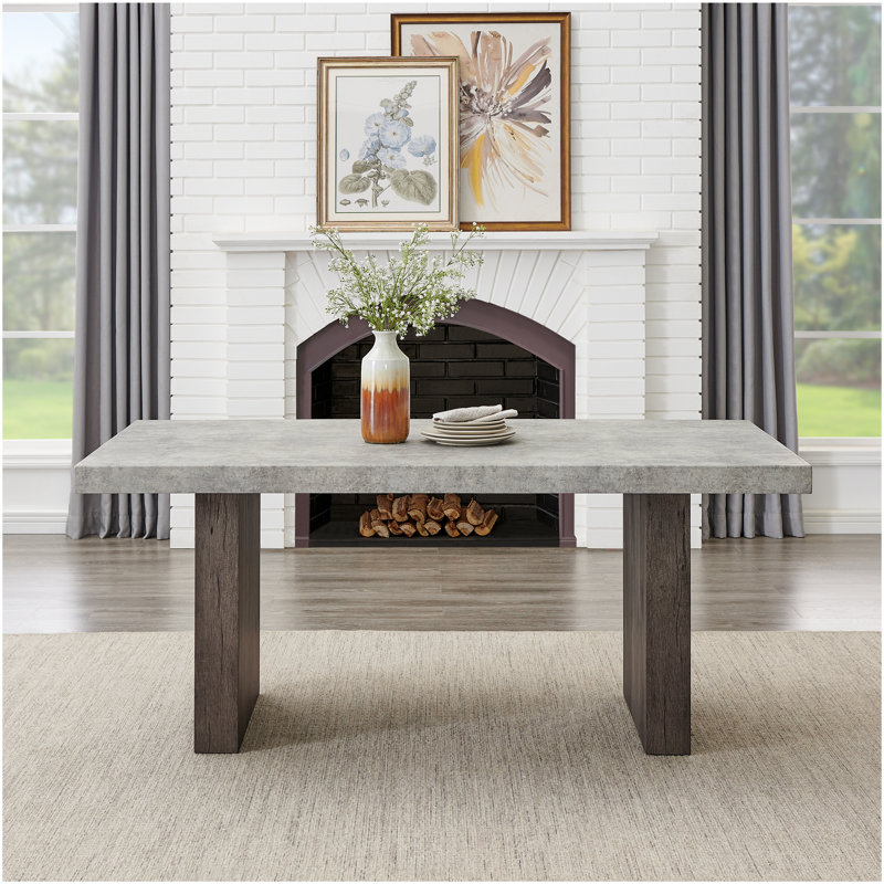 Sorlen Modern 72" Dining Table With 3d Faux Concrete Top