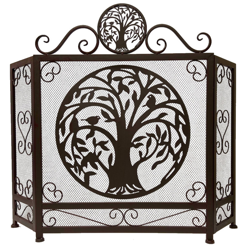 Paravent en métal rustique 3 panneaux Tree of Life Design