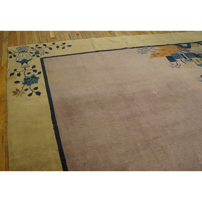 Tapis lavande antique en laine Art déco