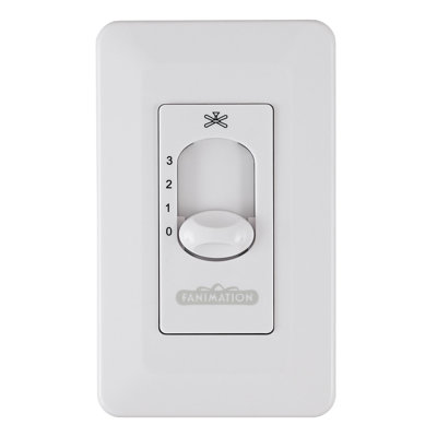 Ceiling Fan Wall Control For Up To Two Fans, Non-Reversing - 3 Speed Fan only - White