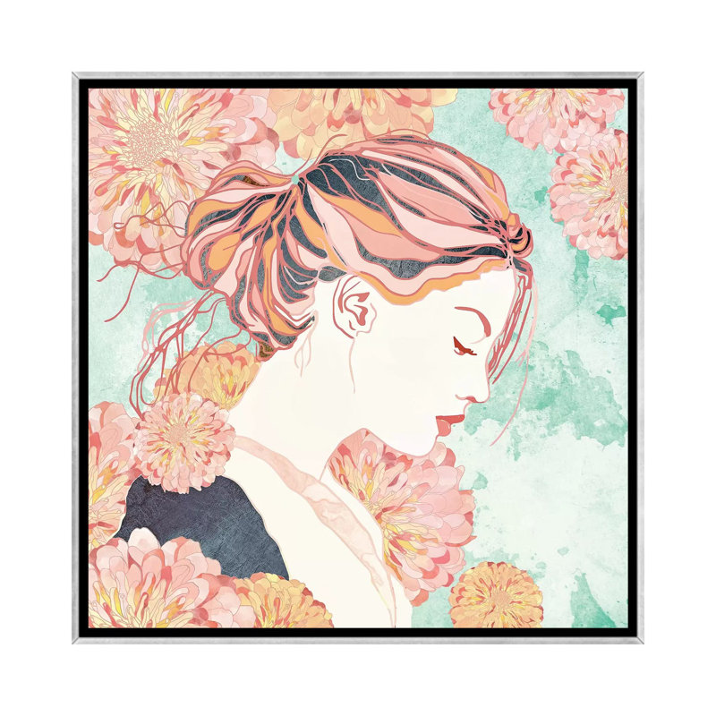 «Daydream» - impression d'art graphique, Toile avec cadre argenté, Aucun mat, H 37 po x l 37 po x P 1,5 po