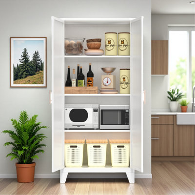 2 Shapely Doors Cabinet, Metal Storage Cabinet With Doors And Adjustable Shelves, For Bedroom, Living Room (One Cabinet)