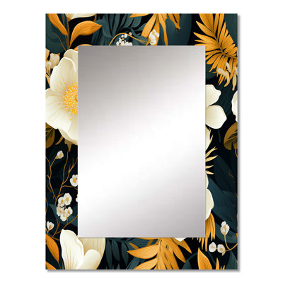 Gilbertville Yellow And Green Flowers - tropical  Mirror, Tropical Decorative Wall Mirror, Printed Metal Art