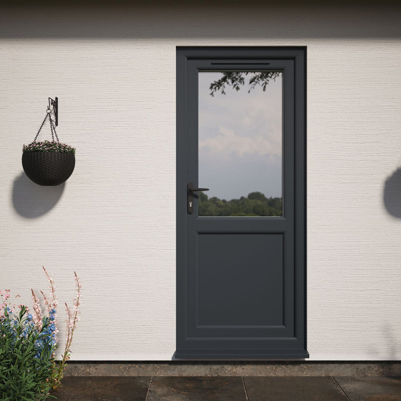 Crystal Triple Glazed Single Door Half panel Grey/White RH 920 x 2090mm Obscure, Grey/White, 840mm x 2090mm, Right 