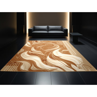 Tapis éclectique abstrait brun brun clairune