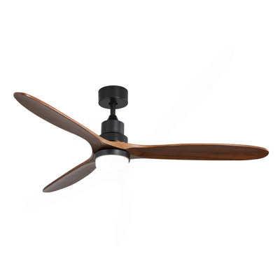 Ventilateur de plafond 60 pouces avec 3 lumières et 3 pales en bois massif
