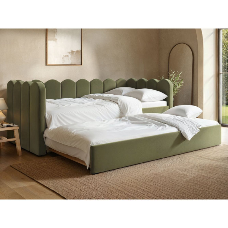 Esme Cloud Day Bed with Trundle Boucle, Green