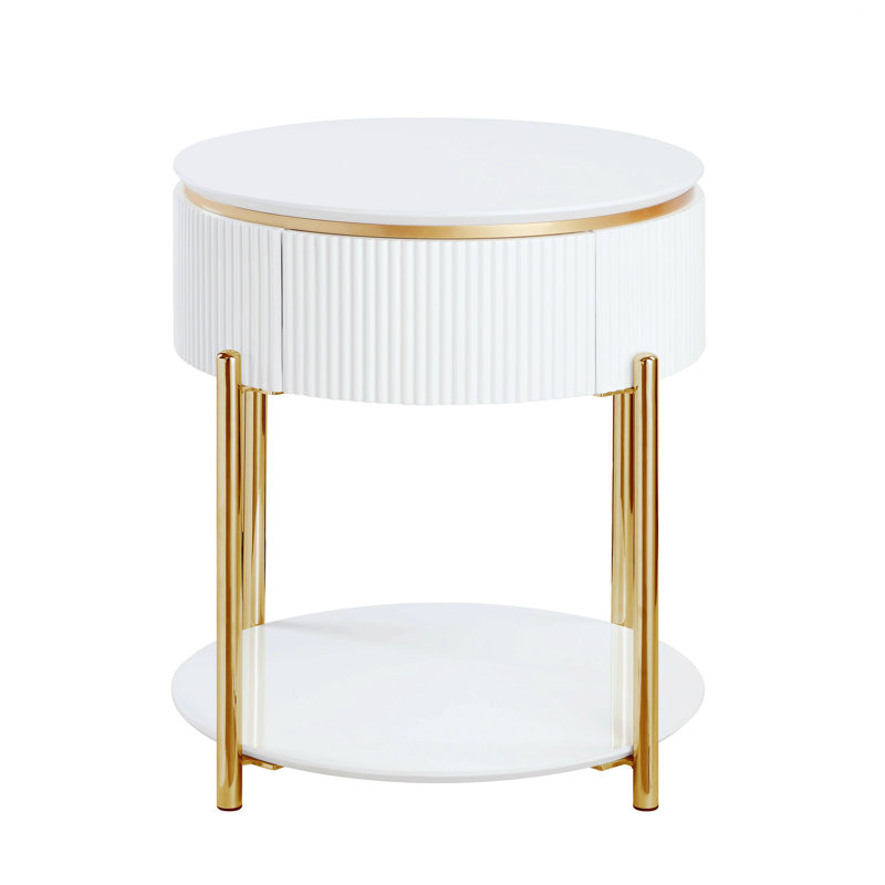 Table de bout en bois avec pieds en métal