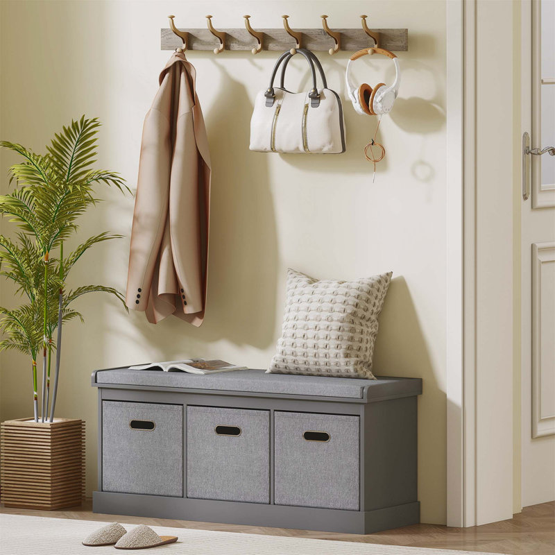 3 Pair Shoe Storage Bench, Grey