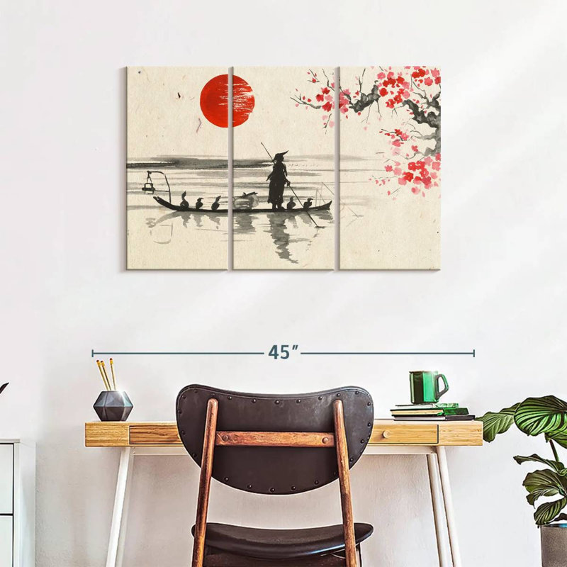 Impression d'art sur toile japonais, H 24 po x l 38 po x P 1,25 po