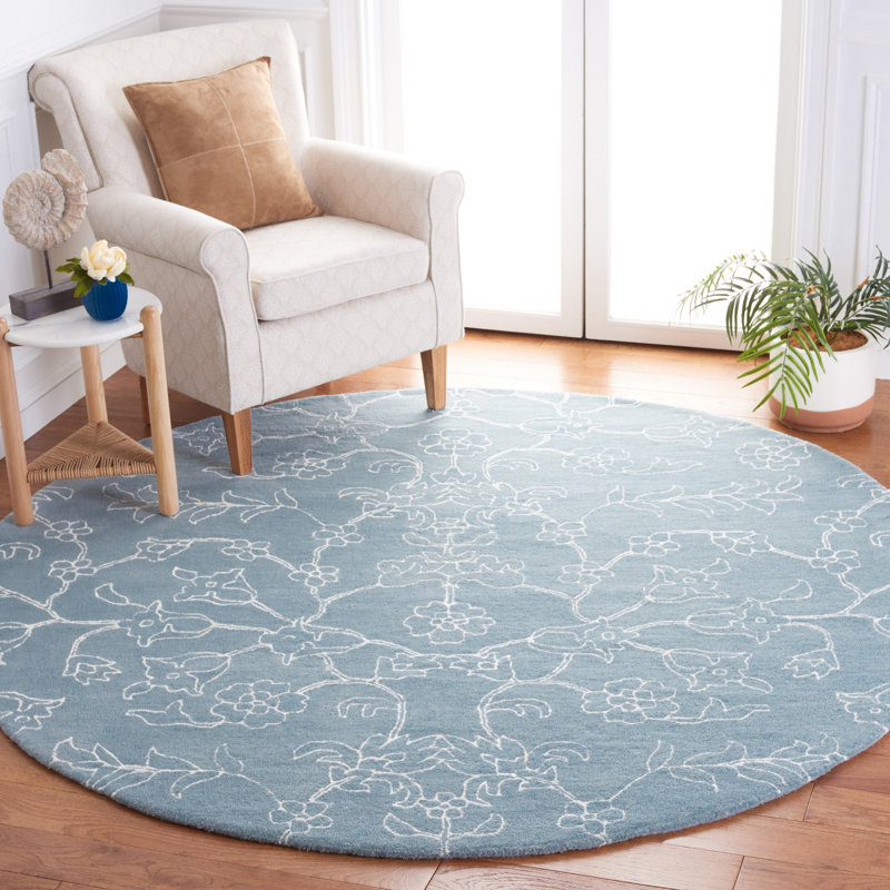 Fifth Avenue Hand Tufted New Zealand Wool Floral Rug, Round 7'