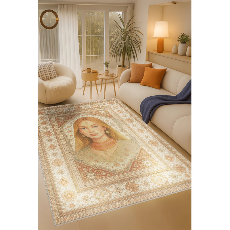 Tapis beige tissé traditionnel Mosso, 2' x 2'11"