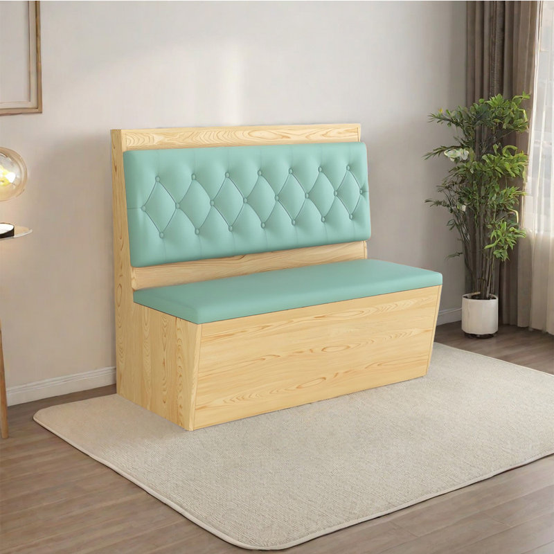 Banc rembourré en similicuir Light Luxury, Cyan clair