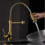 Alluring Gold Kitchen Faucet With Pull-Down , Single Lever Adjustment, 360 Swiveling Arm, Option, Ceramic Valve Enchanting Pull Down Spray Head, Control, Degree Swivel Neck, Stream & Function, Brass
