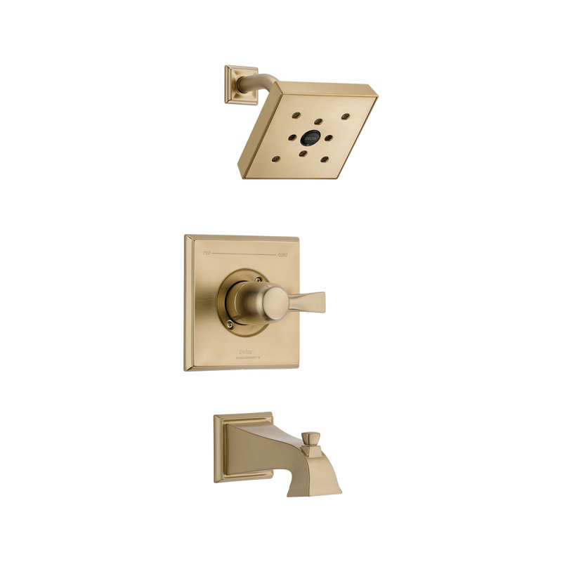 Robinet de baignoire et douche à contrôle de température avec technologie h2okinetic dryden, Bronze-Champagne lustré