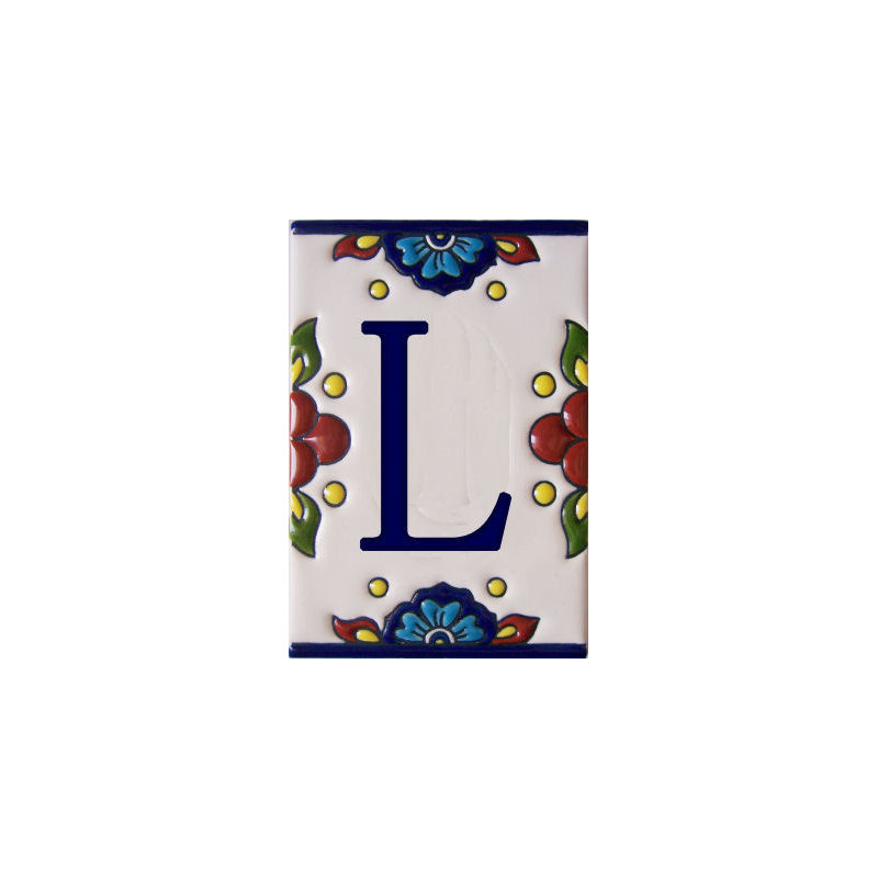 TalaMex Mexican Talavera Mission Tile House Letter L
