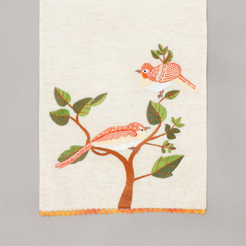 Chemin de table brodé Bird