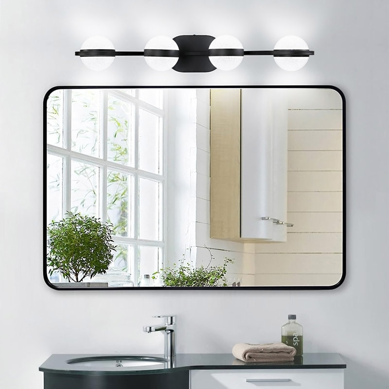 Luminaire de salle de bain à DEL avec abat-jour en acrylique sable cristal, luminaire décoratif mural 4 lumières