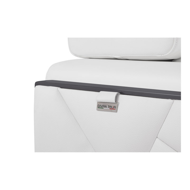 Causeuse en cuir italien Global United, Blanc