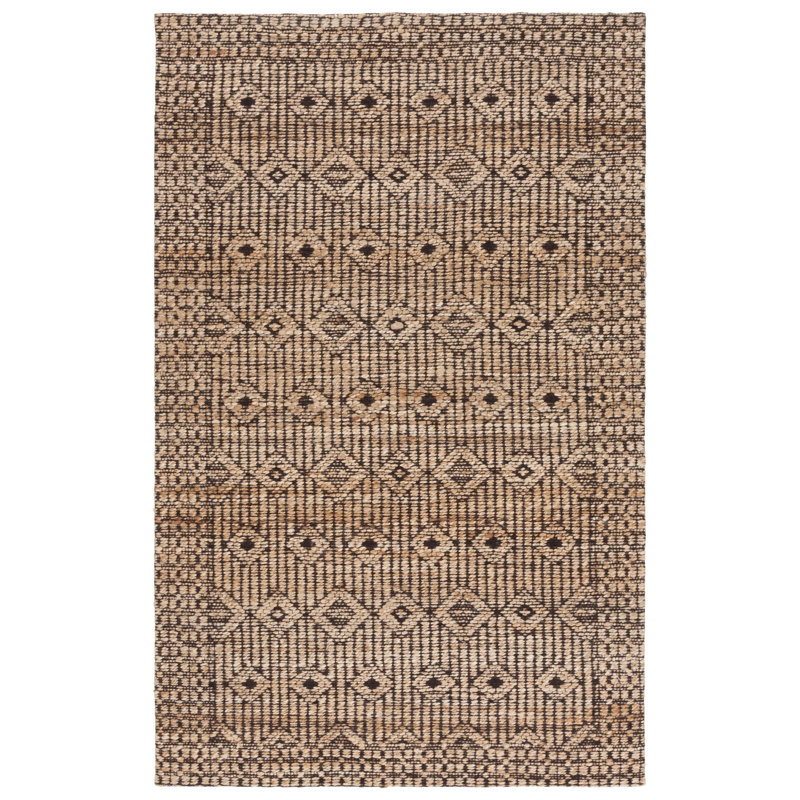 Tapis géométrique en fibre naturelle 562 jacquard, Rectangulaire 3 pi x 5 pi