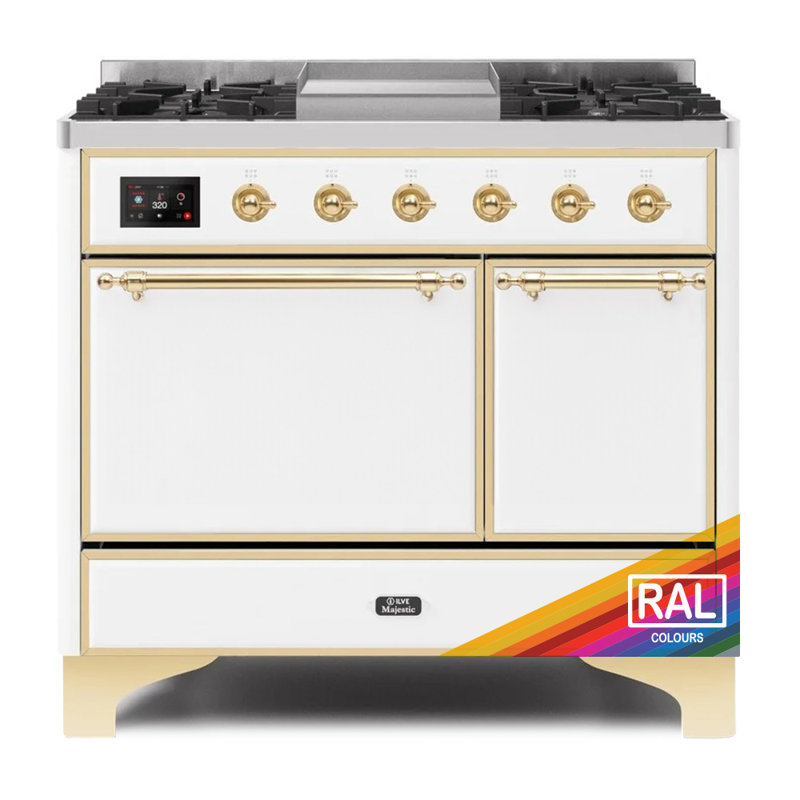 ILVE Majestic II 40 in Dual Fuel Range, Liquid Propane, Antique White/Bronze