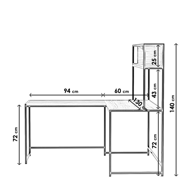 Nafne L-Shaped Writing Desk, Black