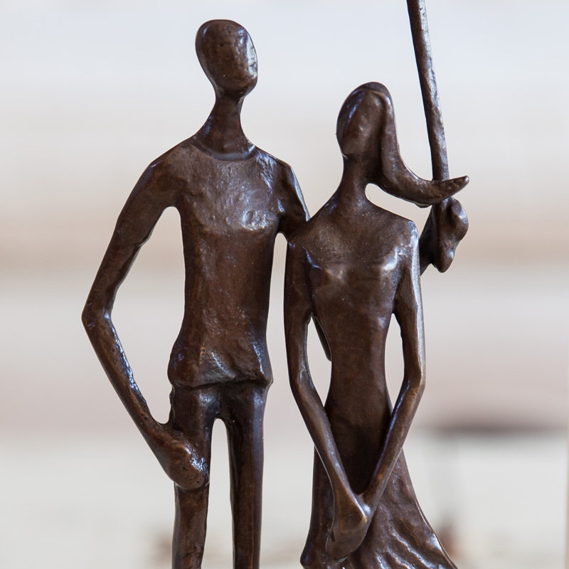 Pelletier Loving Couple Under Umbrella Bronze Sculpture