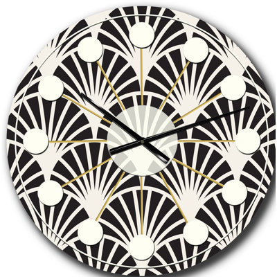 Retro Art Deco Waves I - Mid-Century Modern wall clock