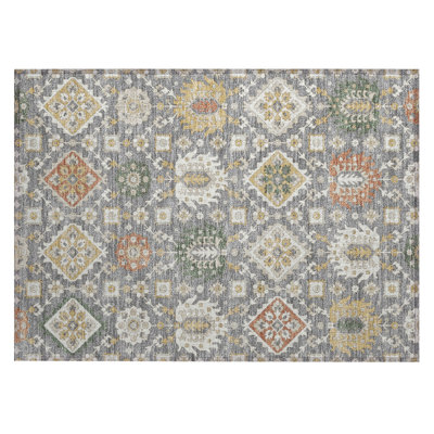 Machine Washable Indoor/Outdoor Husby ACN2200 Bohemian Rug
