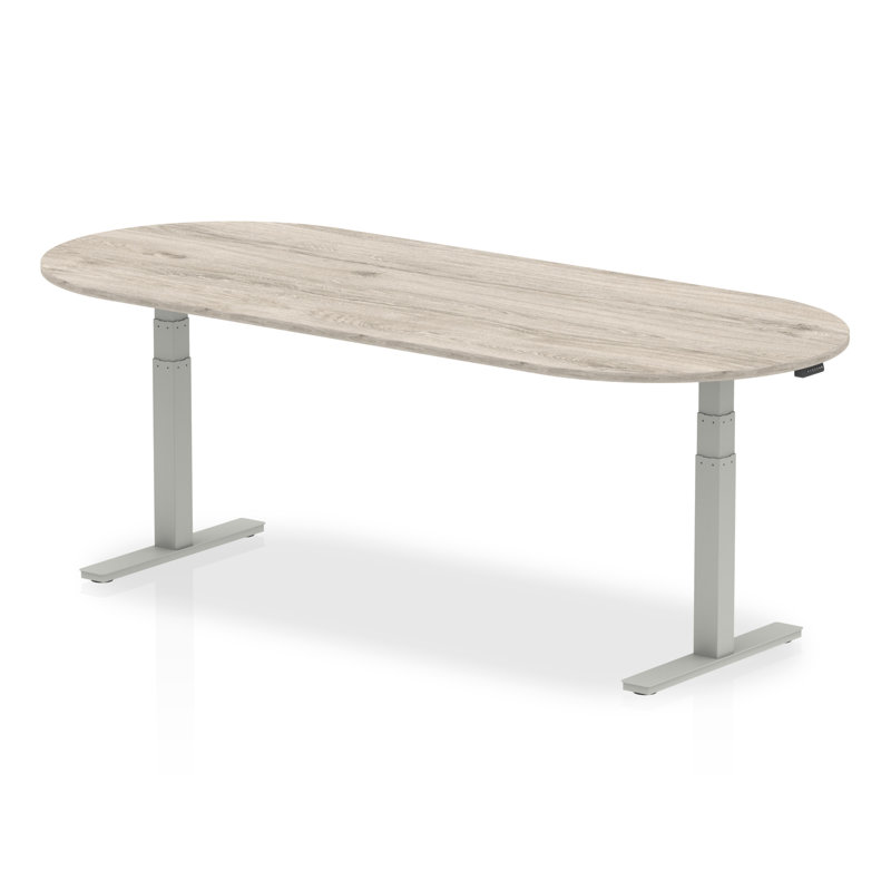 Impulse Oval Conference Table, Silver, 131cm H x 180cm W x 100cm D, Grey Oak