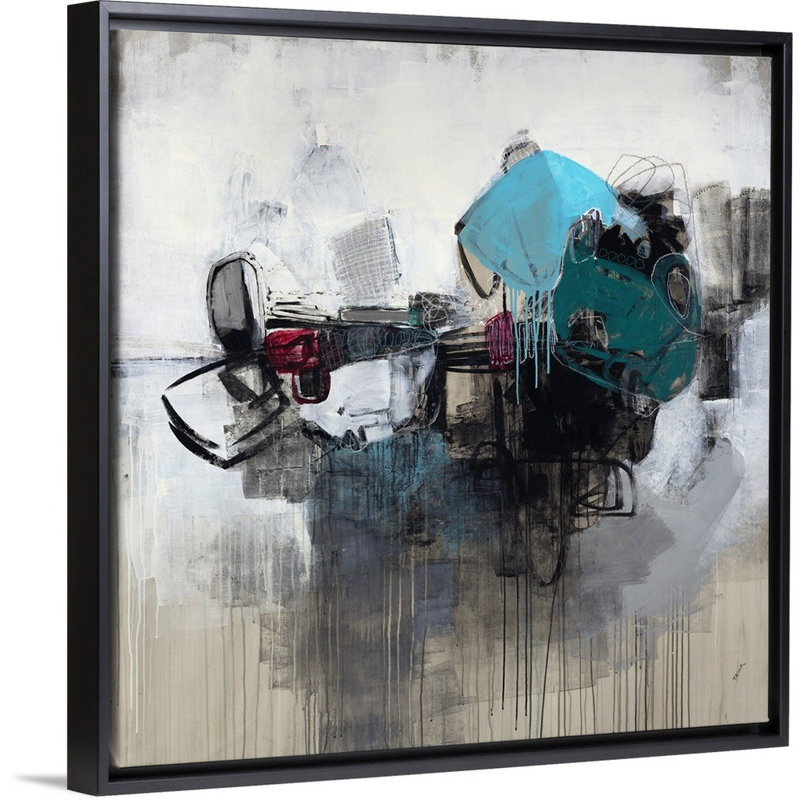 « time trial ii », peinture sur toile, H 13,7 po x l 13,7 po x P 1,75 po, Cadre flottant noir